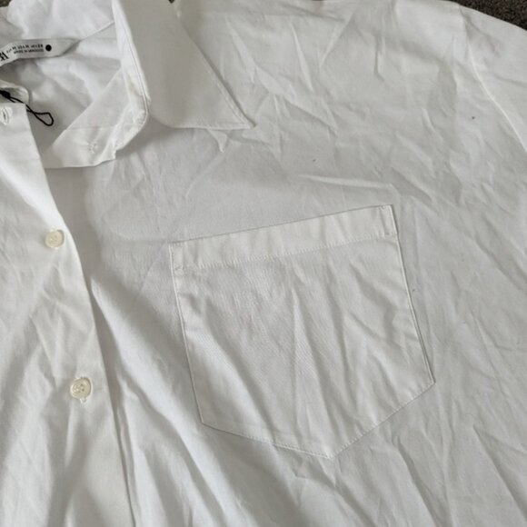 Zara oversized button down tunic shirt size Medium dropped shoulder - Picture 4 of 5